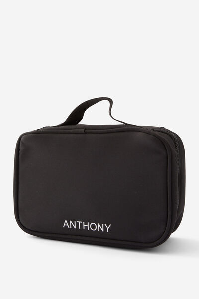 Personalised Flat Lay Wash Bag, BLACK