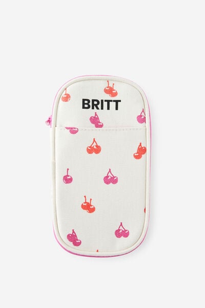 Personalised Arlow Canvas Pencil Case, ECRU DITSY CHERRIES