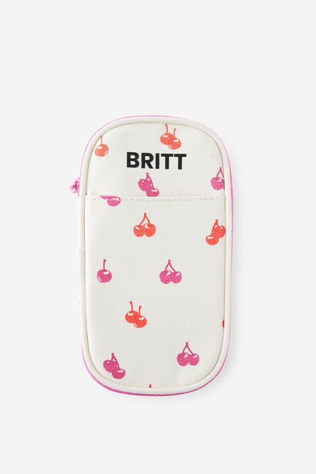 Personalised Arlow Canvas Pencil Case, ECRU DITSY CHERRIES