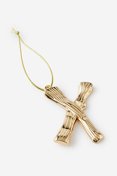 Metal Alphabet Christmas Ornament, TEXTURED X