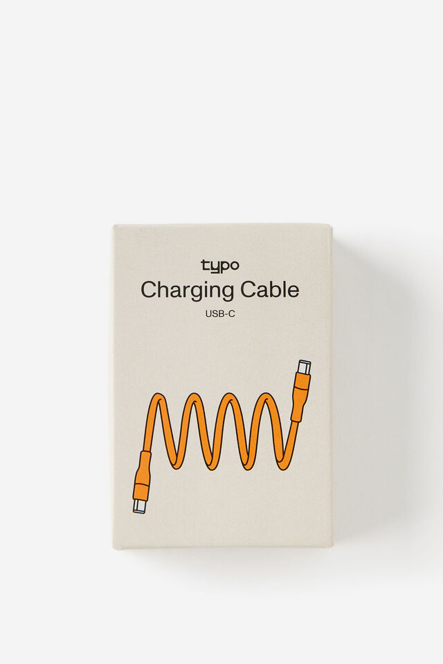 Magnetic Coil Usb-C Charge Cable, ORANGE