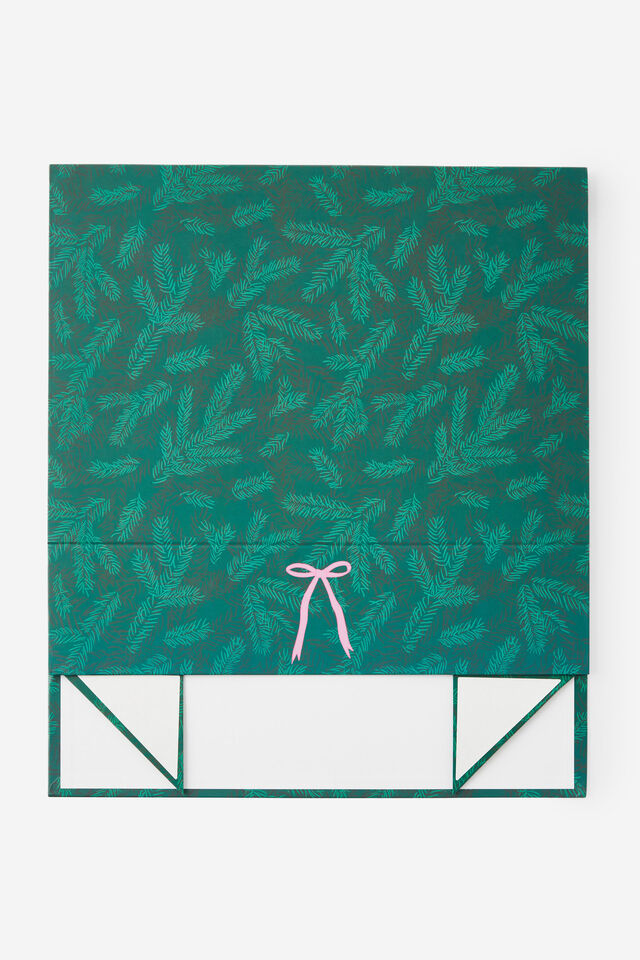 Large Magnetic Flat Pack Box, GREEN & PINK BOWS