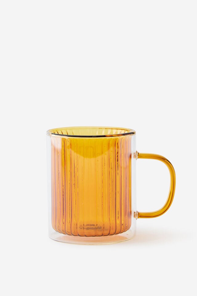 Double Walled Glass Mug, BURNT ORANGE