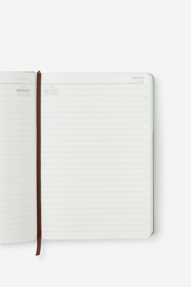 2027 A5 Daily On Schedule Diary, MINTY/ESPRESSO