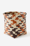Woven Plastic Basket, BROWN/BLACK - alternate image 2