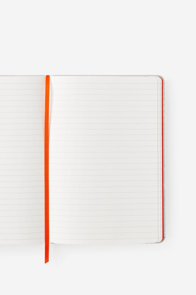 A5 Hard Lined Notetaker Notebook, CHROME LAVA RED