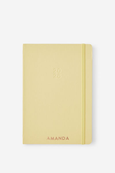 Personalised 2026 A5 Weekly Hard Metro Diary, Limoncello