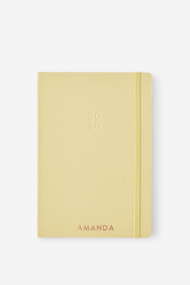 Personalised 2026 A5 Weekly Hard Metro Diary, Limoncello