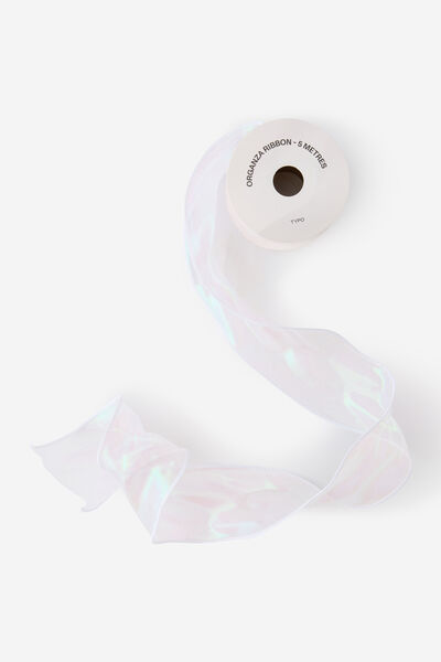 Ribbon Spools, IRIDESCENT WHITE ORGANZA