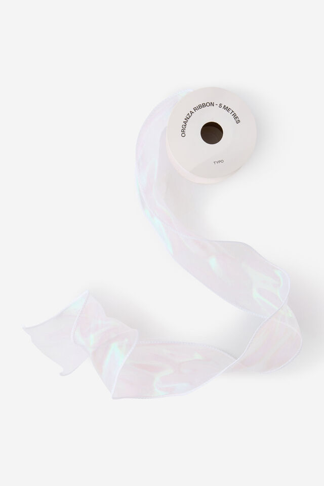 Ribbon Spools, IRIDESCENT WHITE ORGANZA