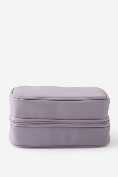 Flat Lay Wash Bag Pu, SILVER LILAC