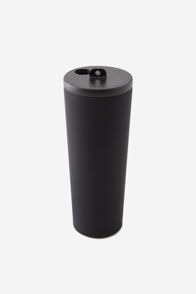 Hidden Straw Metal Smoothie Cup, BLACK