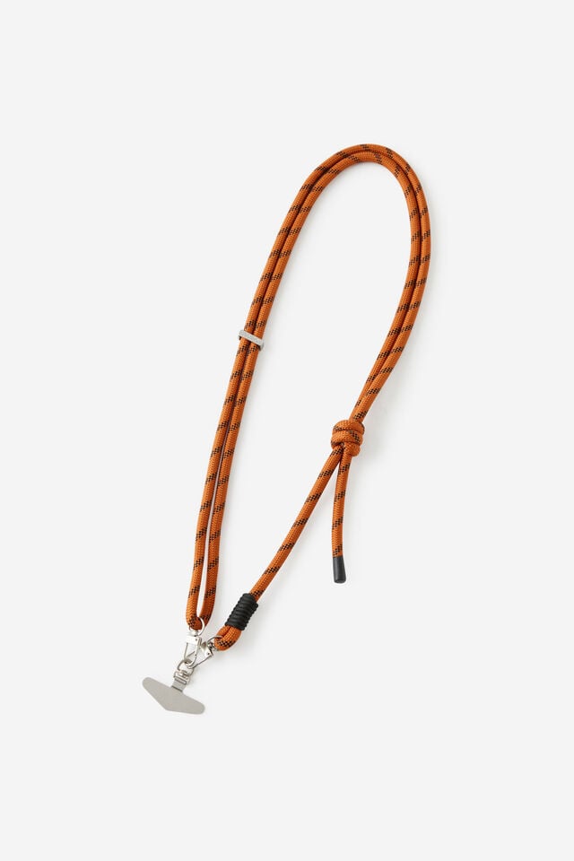 Lanyard Crossbody Strap, BURNT ORANGE/BLACK