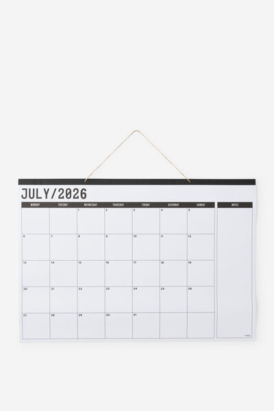 26/27 A1 Monthly Planner, WHITE BLACK