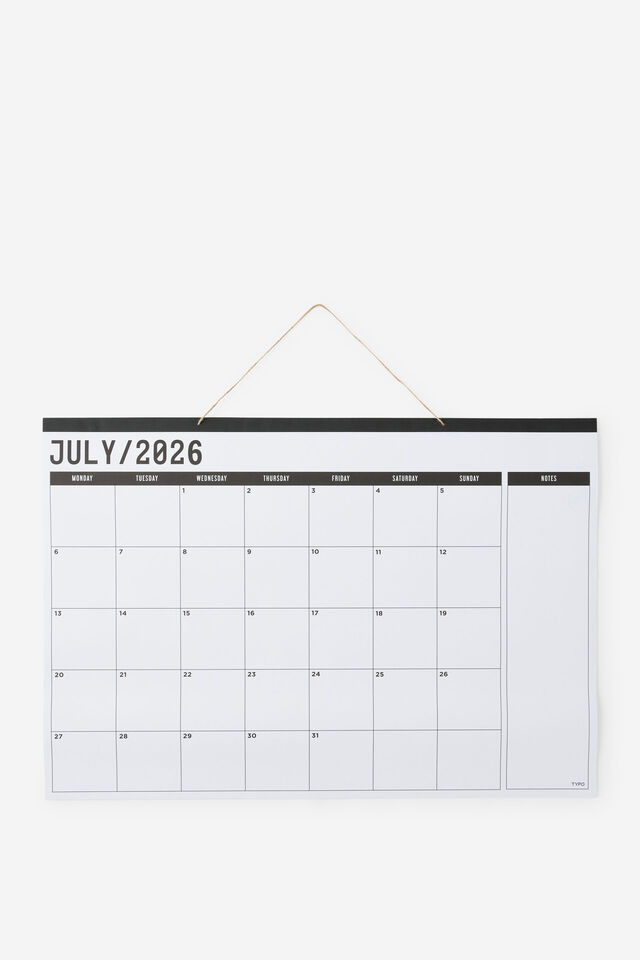 26/27 A1 Monthly Planner, WHITE BLACK