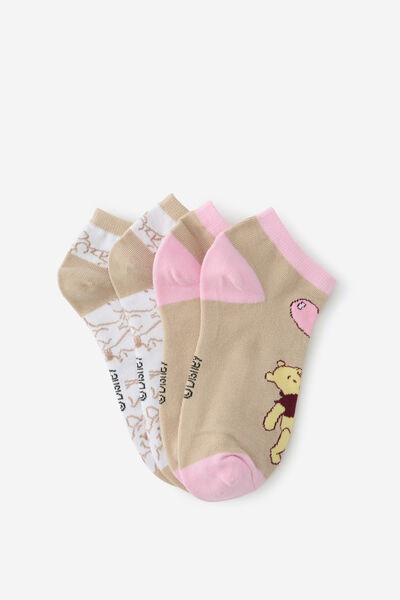 2 Pk Of Ankle Socks, LCN DIS WINNIE THE POOH (S/M)