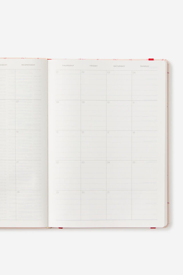 2026 B5 Weekly Hard Metro Diary, Ditsy Pansy Pink Clay