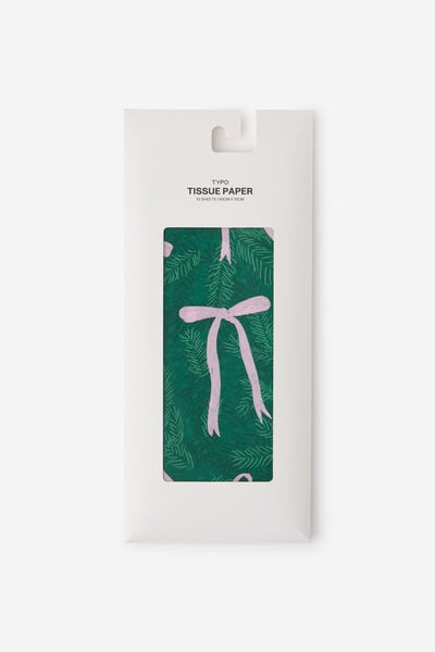 Tissue Paper 10 Pk, PINK & GREEN BOWS