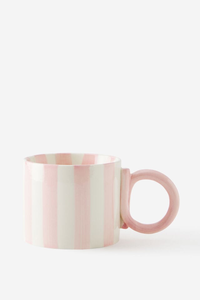 Loop Handle Mug, STRAWBERRY MILK & ECRU