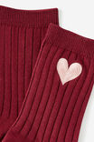 Mid Crew Socks, PINK HEART EMB - alternate image 2