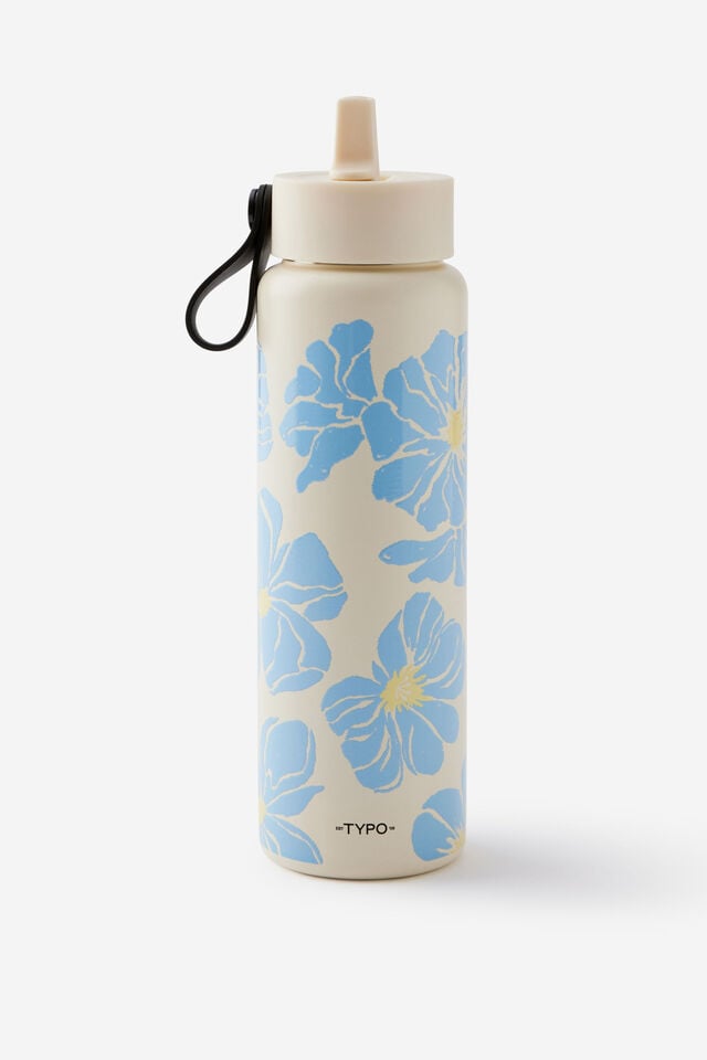 On The Move 500Ml Sipper Top, BLUE SKIES FLORAL / ECRU