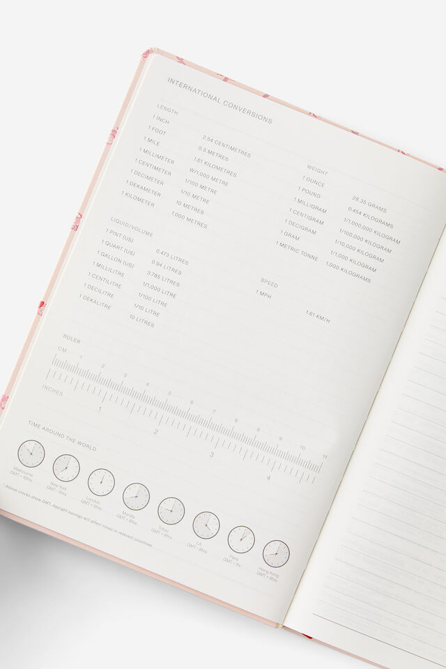 2026 B5 Daily Hard Metro Diary, Ditsy Pansy Pink Clay