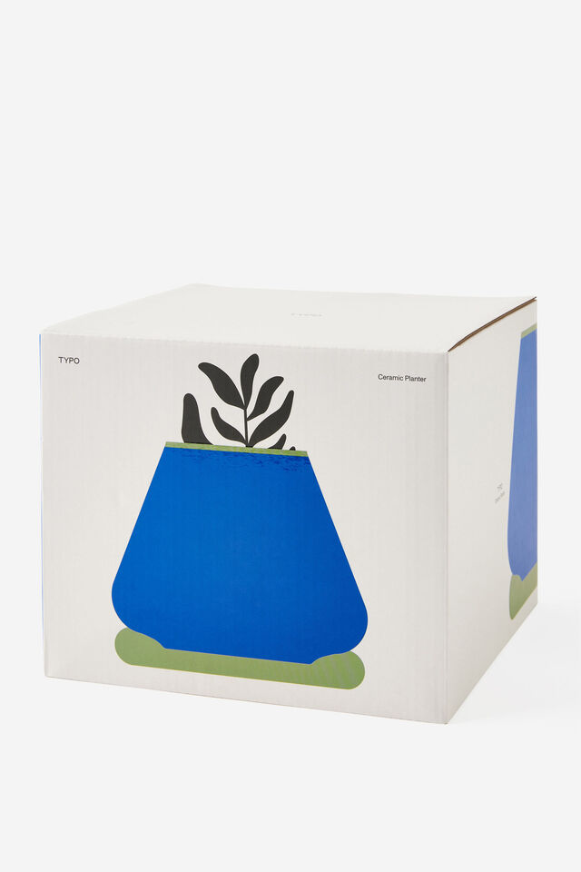 Ceramic Planter, BLUE & BAYLEAF