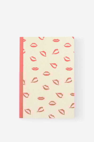 A5 Riley Dot Notebook, ECRU RED LIPS