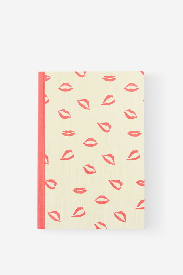 A5 Riley Dot Notebook, ECRU RED LIPS