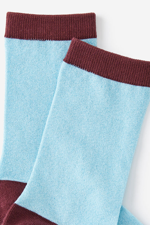 Mid Crew Socks, SPARKLE BLUE & ESPRESSO