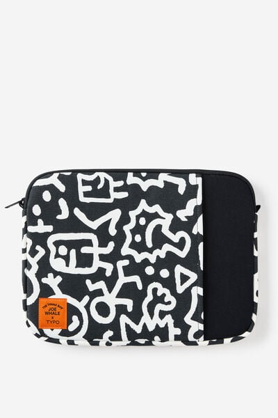 License Campus 14 Inch Laptop Case, LCN DOODLE BOY / BLACK & WHITE