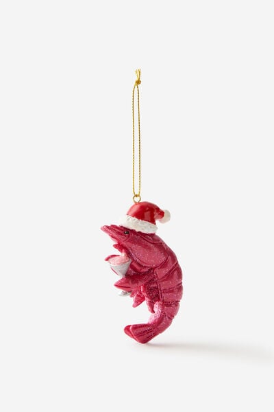 Resin Christmas Ornament, COCKTAIL PRAWN GLITTER