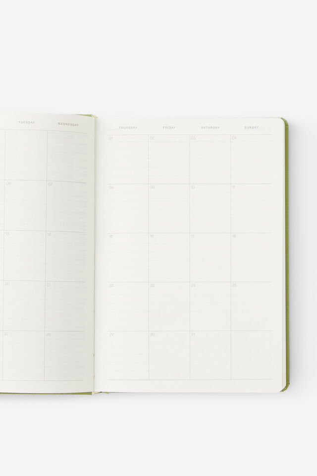 Personalised 2026 A5 Daily Hard Metro Diary, Little Treats Bay Leaf
