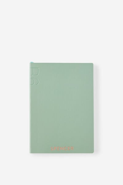 Personalised B6 Soft Cover Lined Notebook, TYPO GREEN