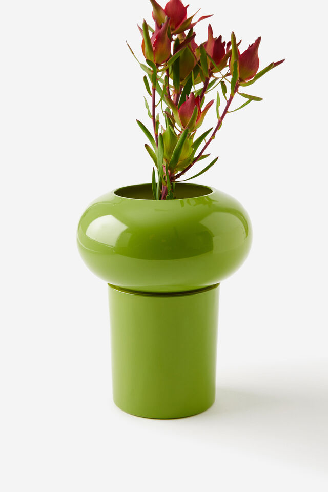 Retrograde Bulbous Vase, OLIVE