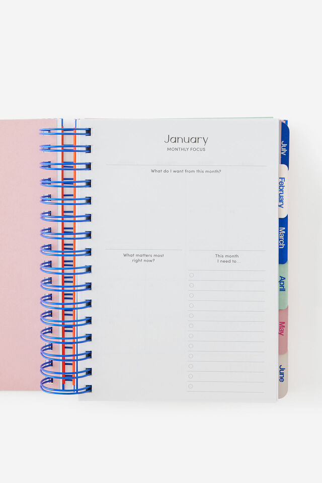 2027 A5 Daily Bright Days Diary, LAVA RED COLOUR BLOCK