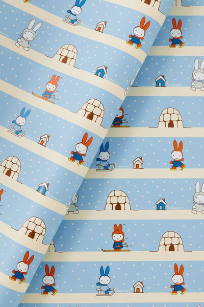30M Christmas Wrapping Paper Roll, LCN MIF MIFFY SNOW BUNNY