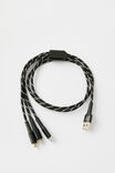 3-In-1 Usb-A Charging Cable, BLACK - alternate image 1