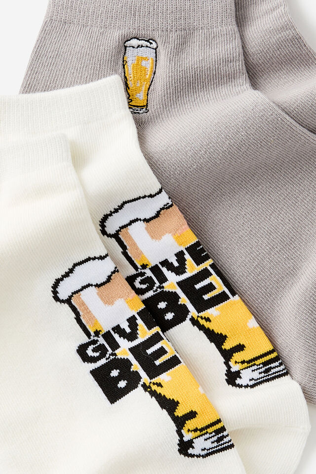 2 Pk Of Ankle Socks, GIVE ME BEER