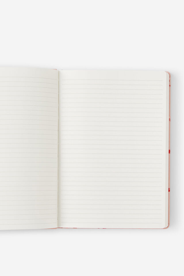 Personalised Metro A5 Hard Lined Notebook, Ditsy Pansy Pink Clay