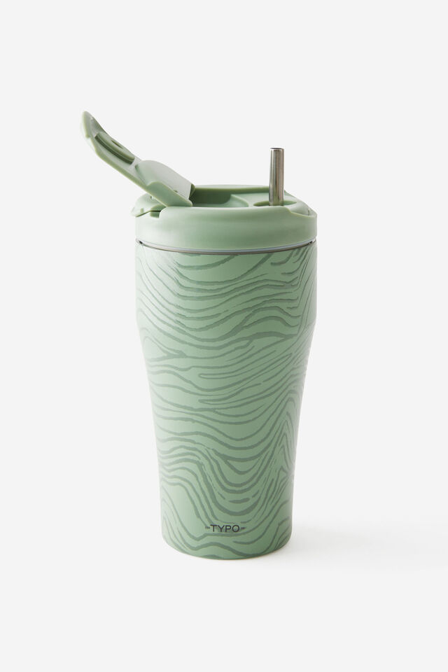 Loft Smoothie Cup 700Ml, WAVE TEXTURE/TYPO GREEN