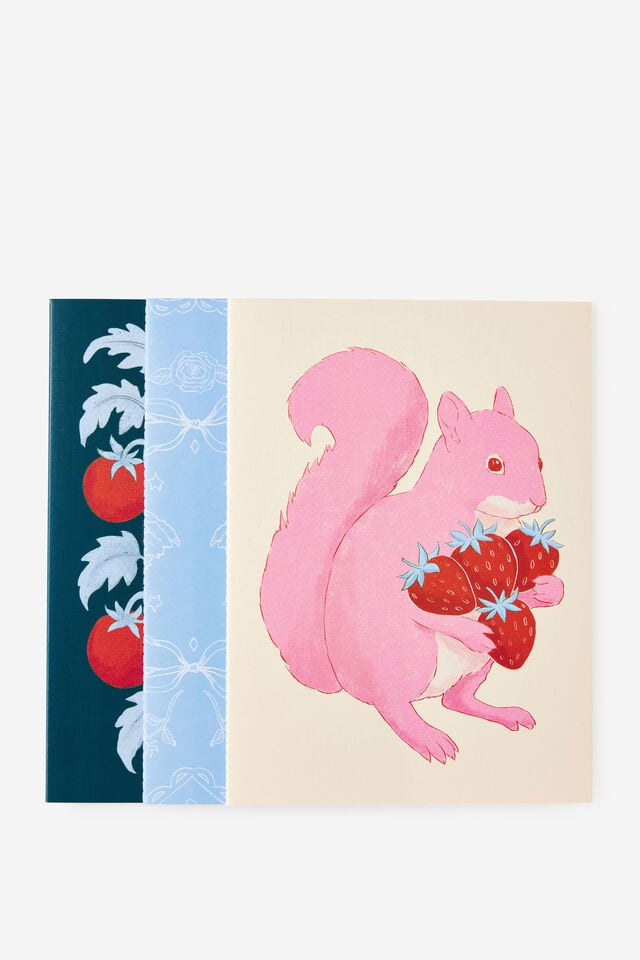 A4 3 Pack Lined Notebooks, RABBIT SQUIRREL BLUE