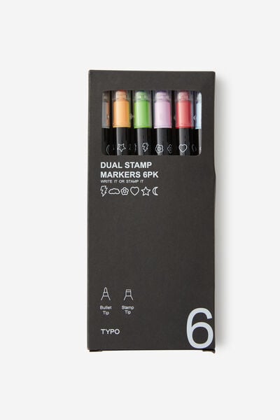Dual Stamp Markers 6Pk, MULTI