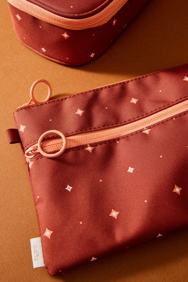 Double Zip Pencil Case, GINGERBREAD SPACED OUT