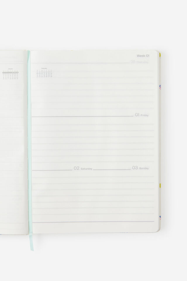 2027 A4 Weekly On Schedule Diary, ECRU DITSY CELESTIAL