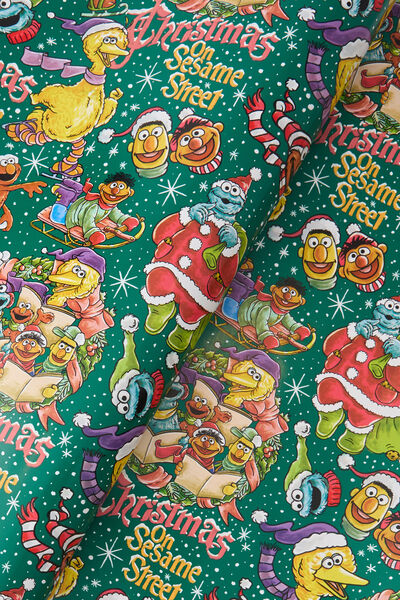Christmas Wrapping Paper Roll, LCN SES SESAME STREET CHRISTMAS