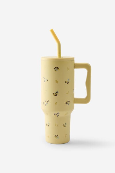 The Traveller Metal Tumbler, DITSY PANSY / LEMON TART