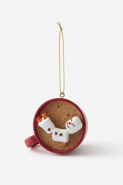 Resin Christmas Ornament, SNOWMAN HOT CHOCOLATE