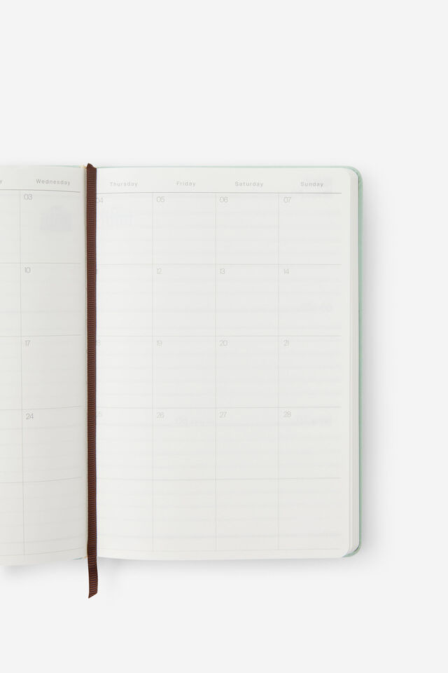 2027 A5 Weekly On Schedule Diary, MINTY/ESPRESSO