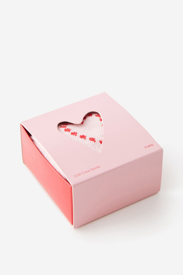 Boxed Socks S/M, PINK HEART FRILL YDG